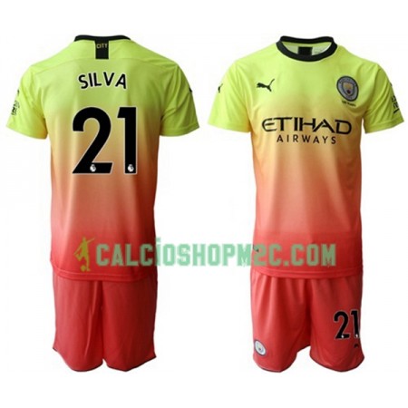 Manchester City Silva 21 Bambino Maglia Terza 2019/2020 Manica Corta (+ Pantaloncini)